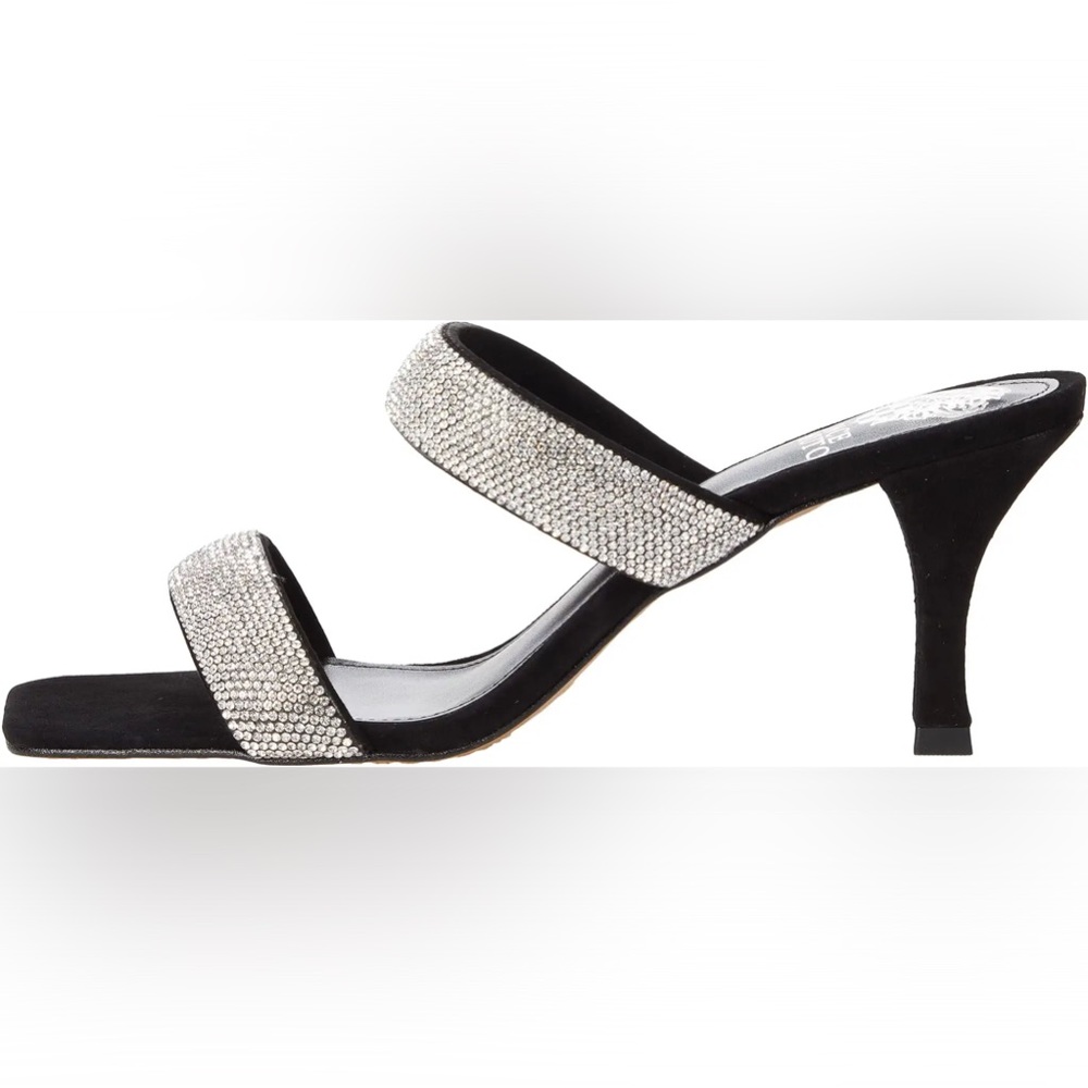 NWT Vince Camuto Sparkling Crystal Aslee2 Slide Heel Sandal Black Rhinestone - Picture 7 of 9